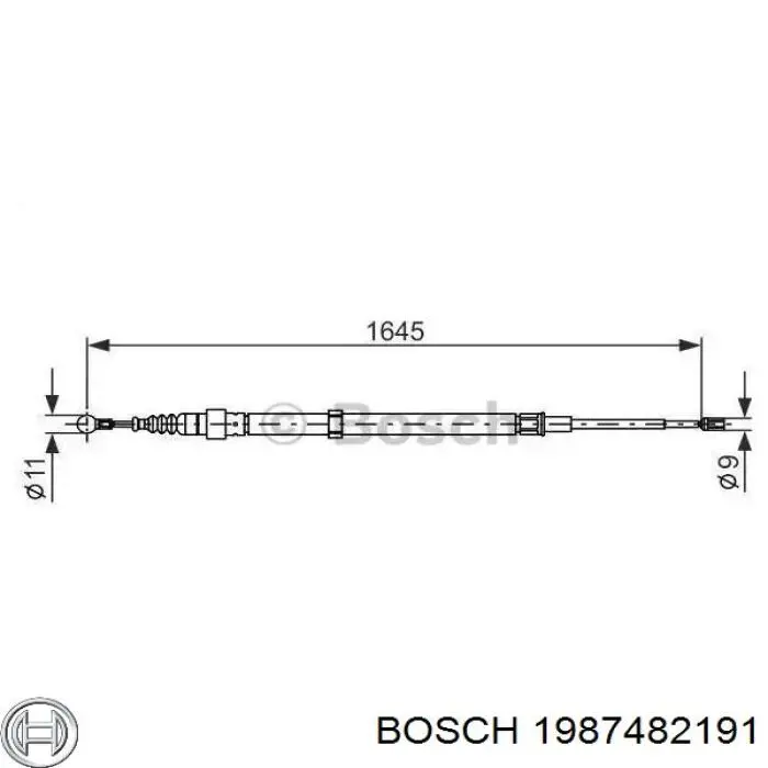 Трос ручного гальма задній, правий/лівий Bosch 1987482191 ціна, від 7.84 USD