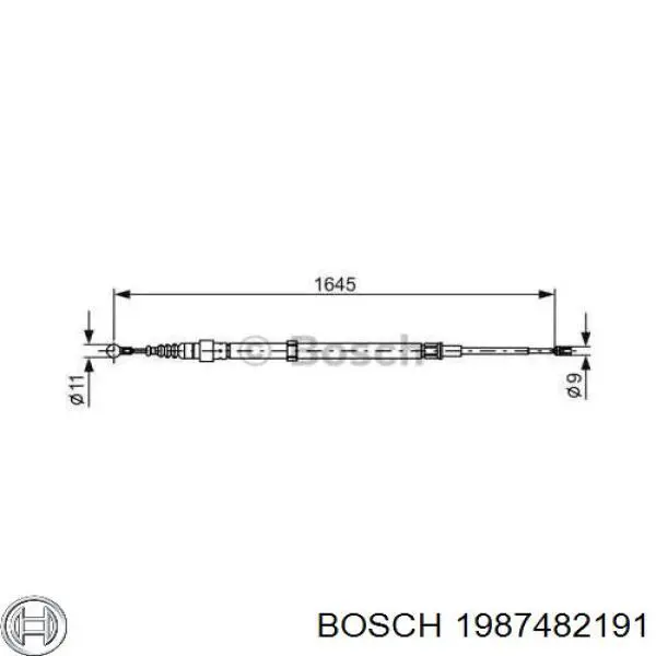 Трос ручного гальма задній, правий/лівий 1987482191 Bosch