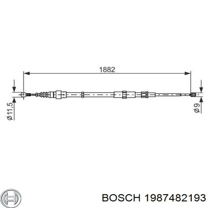 Купити 1987482193 Bosch Трос ручного гальма задній, правий/лівий
