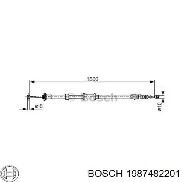 1987482201 Bosch Трос ручного гальма задній, правий