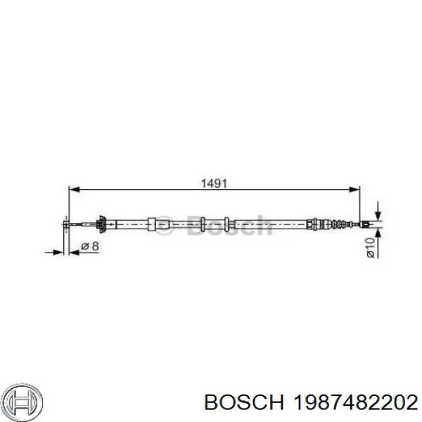 Купити 1987482202 Bosch Трос ручного гальма задній, лівий