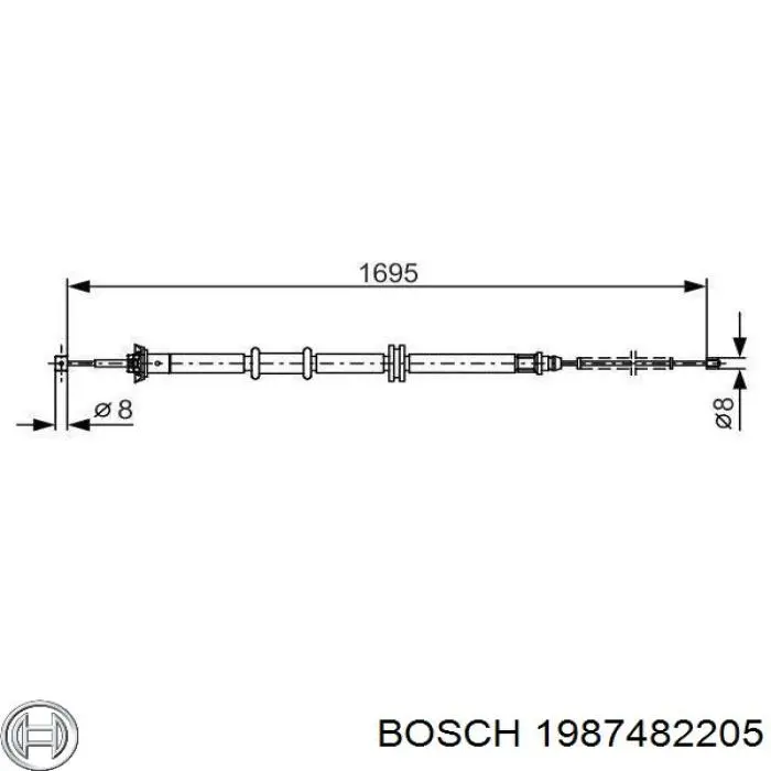 1987482205 Bosch трос ручного гальма задній, правий