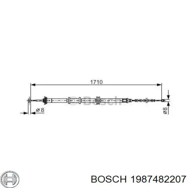 1987482207 Bosch трос ручного гальма задній, правий