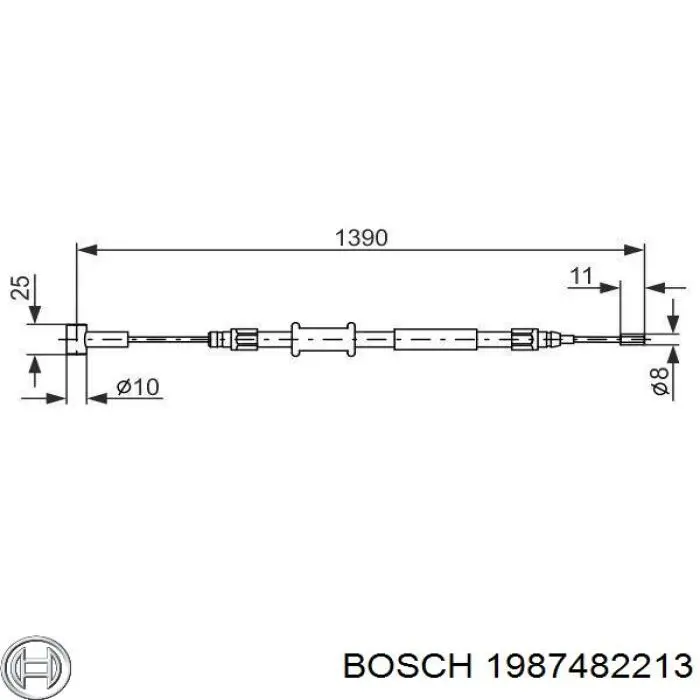 Трос ручного гальма задній, правий/лівий Bosch 1987482213 ціна, від 12.52 USD