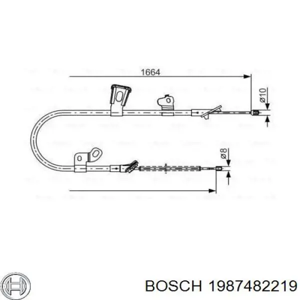 Купити 1987482219 Bosch Трос ручного гальма задній, лівий
