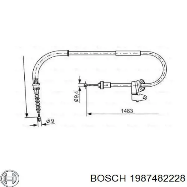 Трос ручного гальма задній, правий Bosch 1987482228 ціна, від 23.21 USD