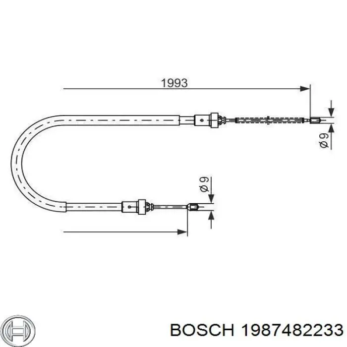 1987482233 Bosch трос ручного гальма задній, правий/лівий