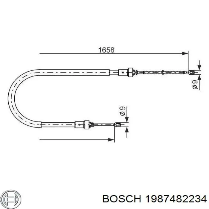 1987482234 Bosch трос ручного гальма задній, правий/лівий