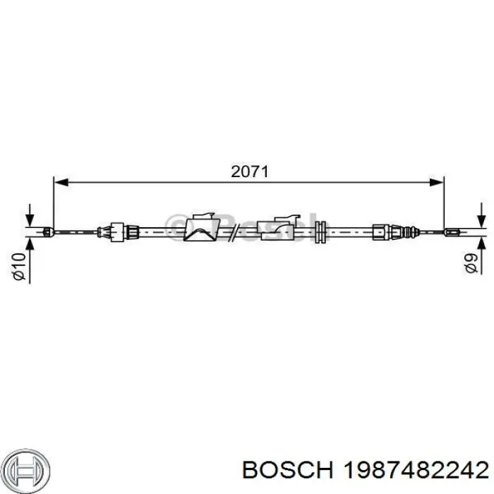 Трос ручного гальма задній, правий Bosch 1987482242 ціна, від 21.93 USD