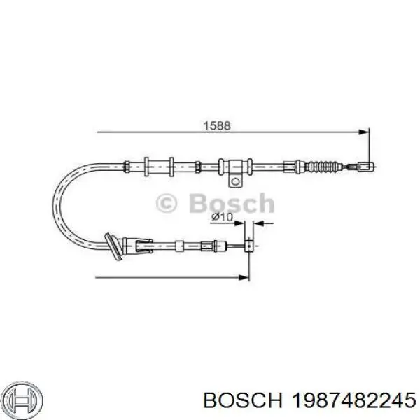 Трос стоянкового гальма задній лівий Bosch 1987482245 ціна, від 16.58 USD