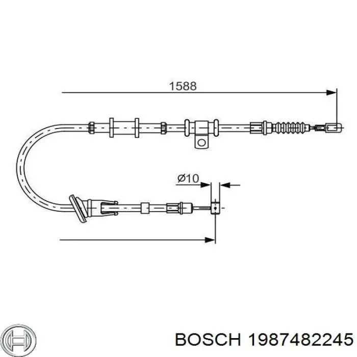 Трос ручного гальма задній, лівий 1987482245 Bosch