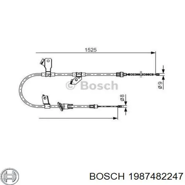 Купити 1987482247 Bosch Трос ручного гальма задній, лівий
