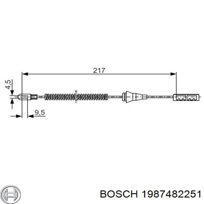 Трос ручного гальма задній, правий/лівий 1987482251 Bosch