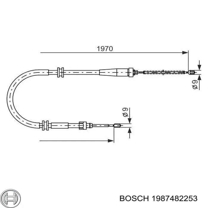 Купити 1987482253 Bosch Трос ручного гальма задній, правий/лівий