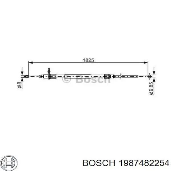 Купити 1987482254 Bosch Трос ручного гальма задній, правий