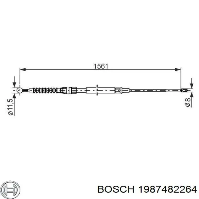 1987482264 Bosch трос ручного гальма задній, правий/лівий