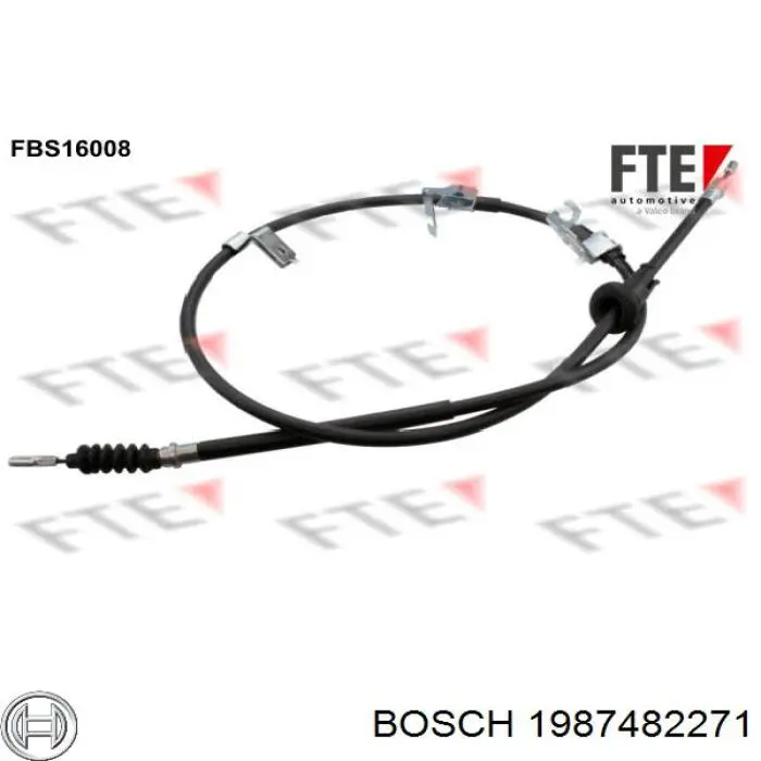 Трос стоянкового гальма задній лівий Bosch 1987482271 ціна, від 27.26 USD