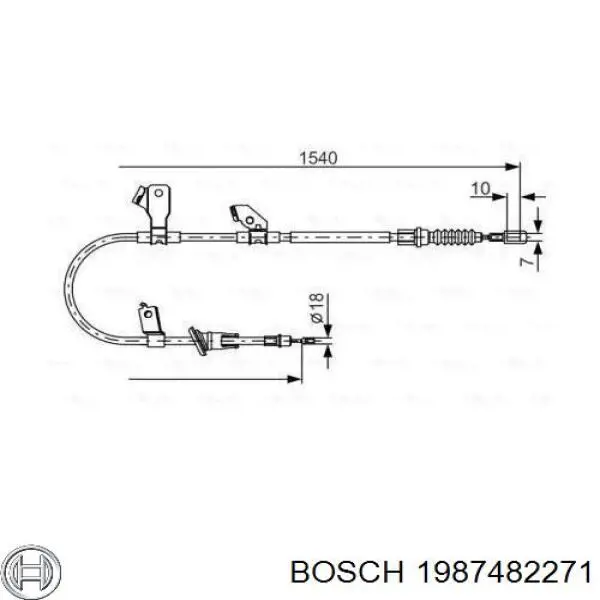 Купити 1987482271 Bosch Трос ручного гальма задній, лівий