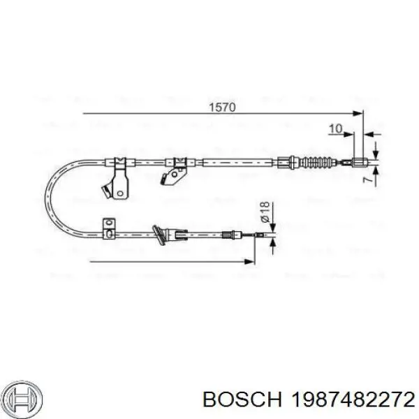 Трос ручного гальма задній, правий Bosch 1987482272 ціна, від 28.41 USD