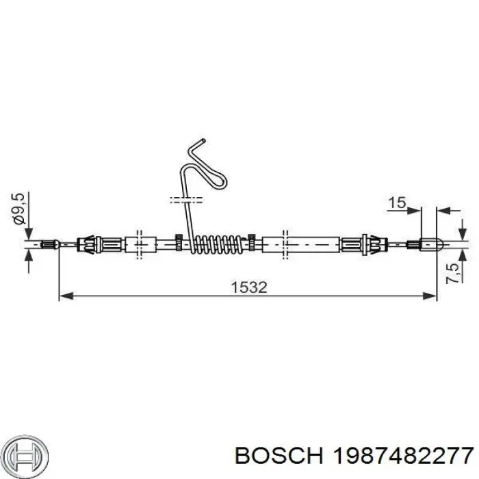 Трос ручного гальма задній, лівий Bosch 1987482277
