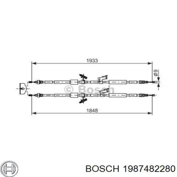 Трос ручного гальма задній, правий/лівий Bosch 1987482280 ціна, від 37.84 USD