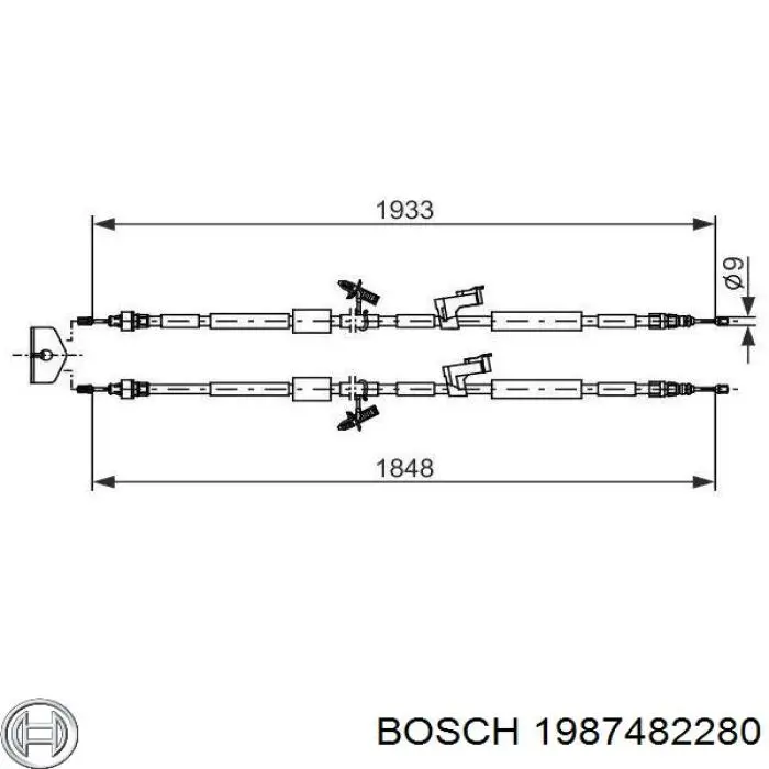 Трос ручного гальма задній, правий/лівий 1987482280 Bosch