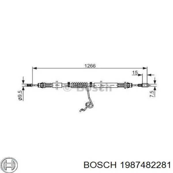 1987482281 Bosch Трос ручного гальма задній, правий