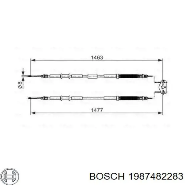 Купити 1987482283 Bosch Трос ручного гальма задній, правий/лівий