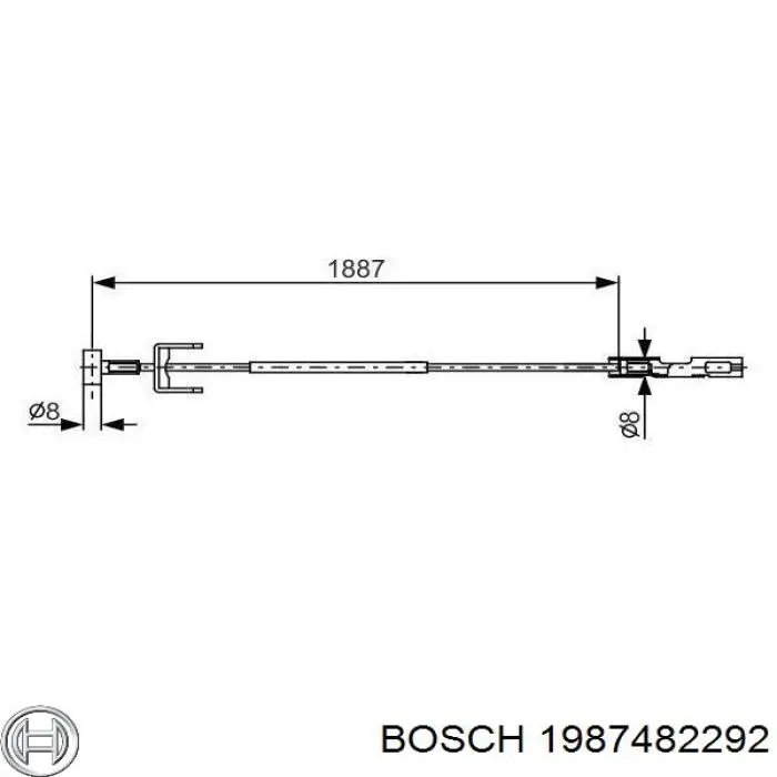 1987482292 Bosch трос ручного гальма передній