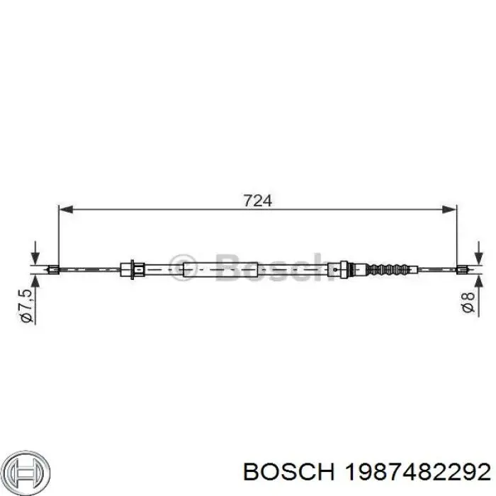 Купити 1987482292 Bosch Трос ручного гальма передній