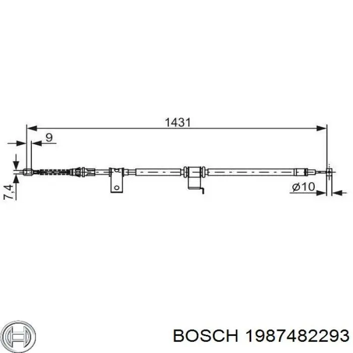 1987482293 Bosch трос ручного гальма задній, лівий