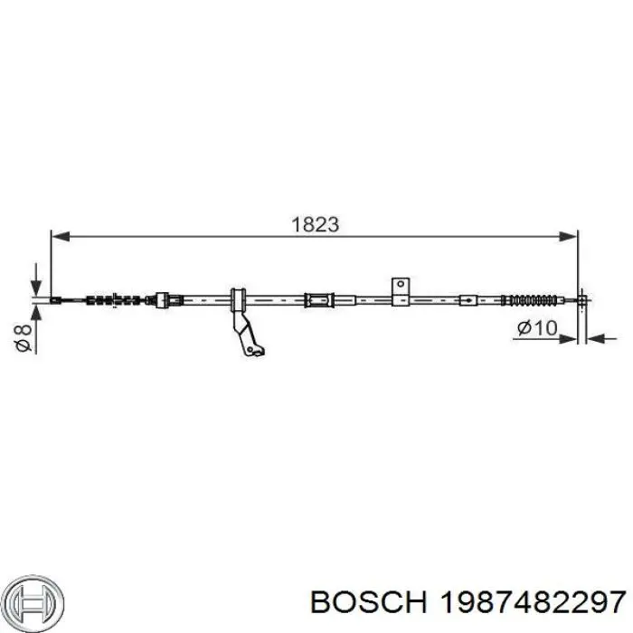 1987482297 Bosch трос ручного гальма задній, правий