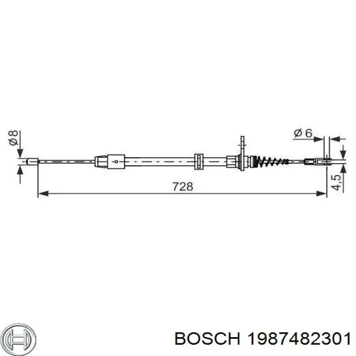 Купити 1987482301 Bosch Трос ручного гальма задній, правий/лівий