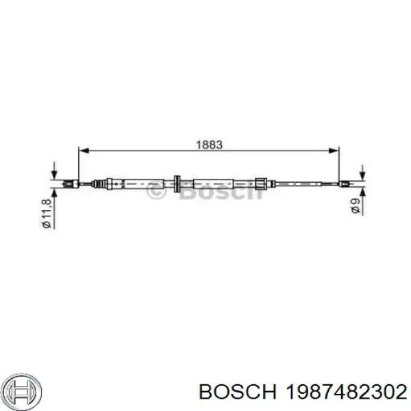 Купити 1987482302 Bosch Трос ручного гальма задній, правий/лівий