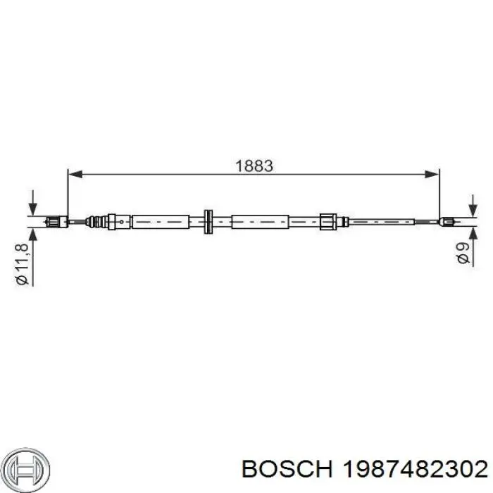 1987482302 Bosch трос ручного гальма задній, правий/лівий