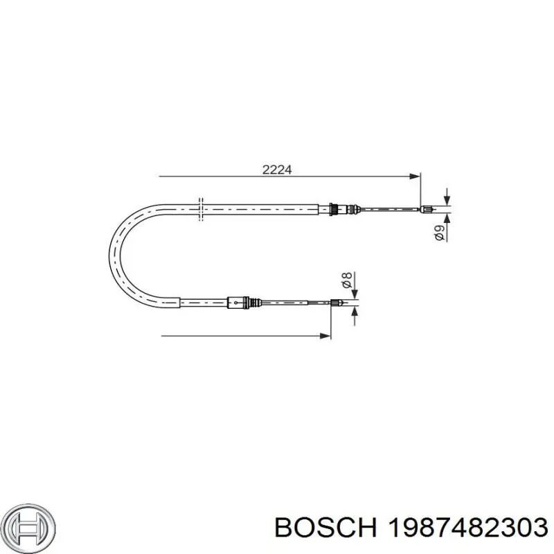 1987482303 Bosch трос ручного гальма задній, правий/лівий