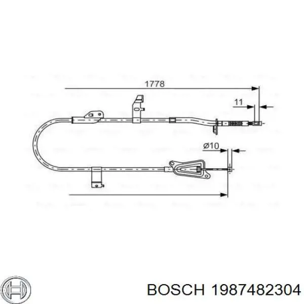 Купити 1987482304 Bosch Трос ручного гальма задній, правий