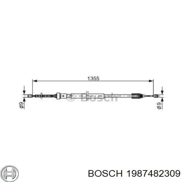 Купити 1987482309 Bosch Трос ручного гальма задній, лівий