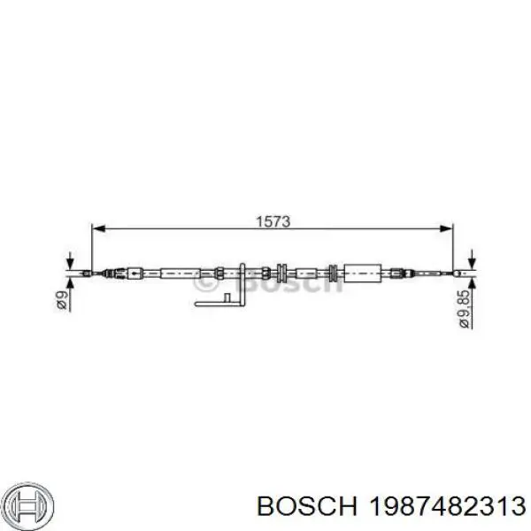 Трос стоянкового гальма задній правий Bosch 1987482313 ціна, від 16.48 USD
