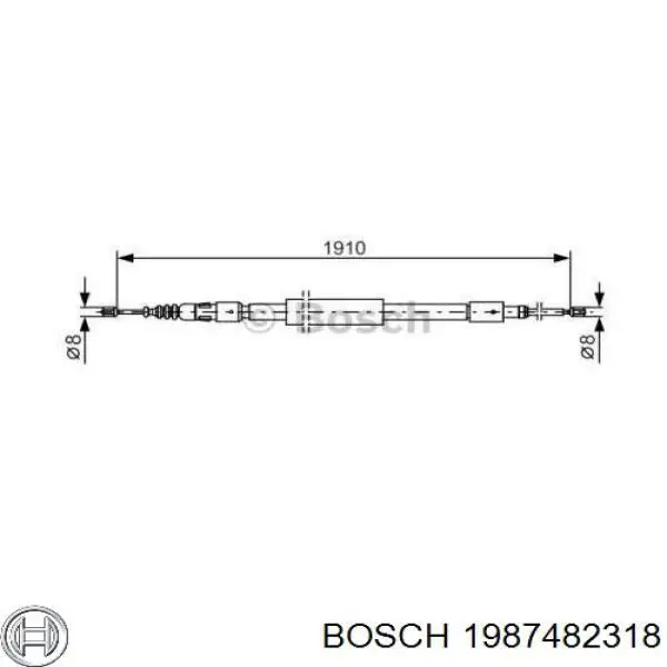 1987482318 Bosch трос ручного гальма задній, правий/лівий