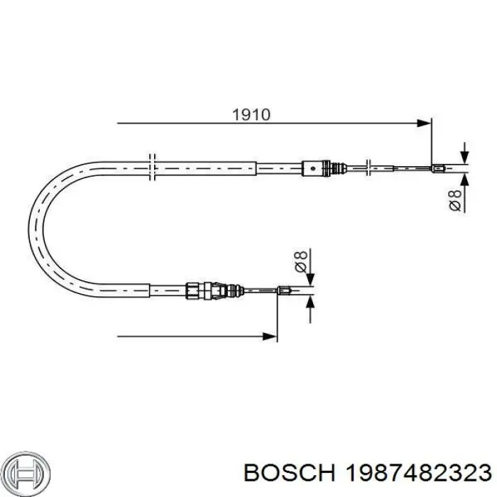 1987482323 Bosch трос ручного гальма задній, правий/лівий