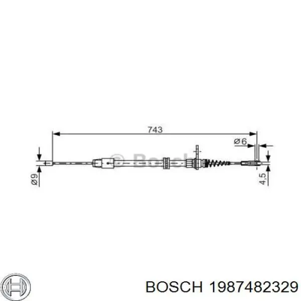 1987482329 Bosch Трос ручного гальма задній, правий/лівий