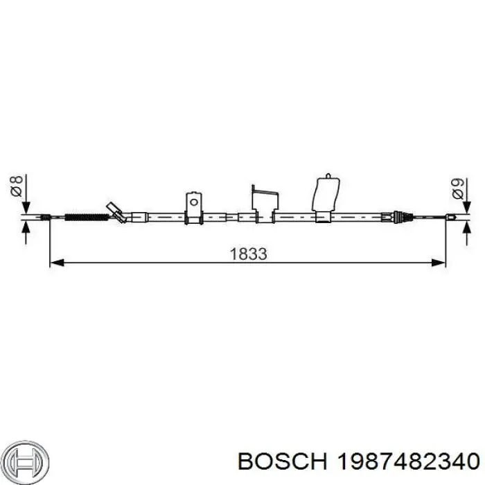 Купити 1987482340 Bosch Трос ручного гальма задній, лівий