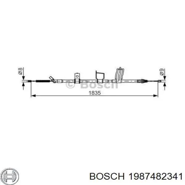 Трос стоянкового гальма задній правий Bosch 1987482341 ціна, від 34.78 USD