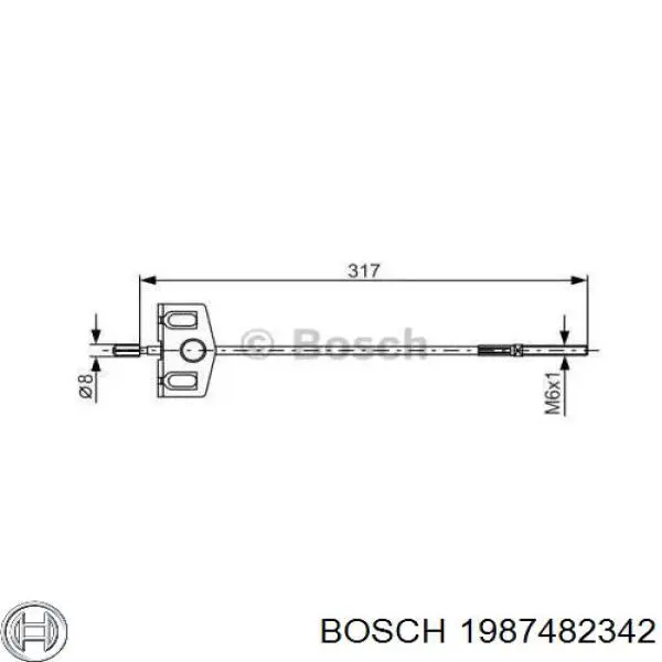 Купити 1987482342 Bosch Трос ручного гальма передній