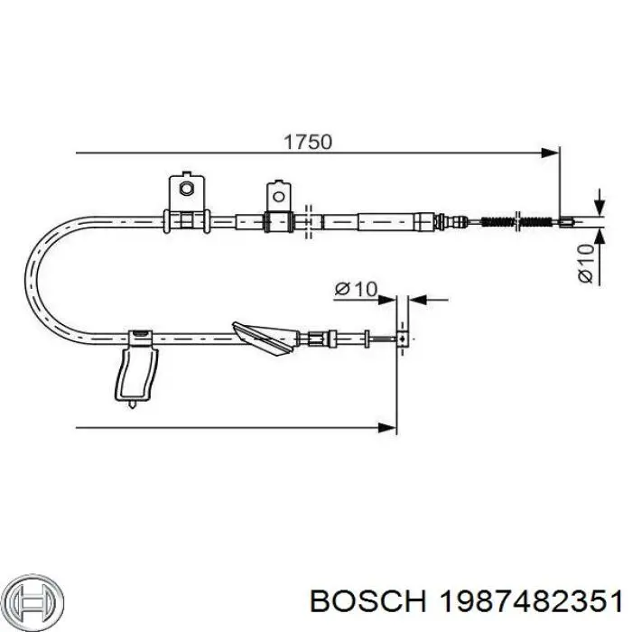 Купити 1987482351 Bosch Трос ручного гальма задній, правий