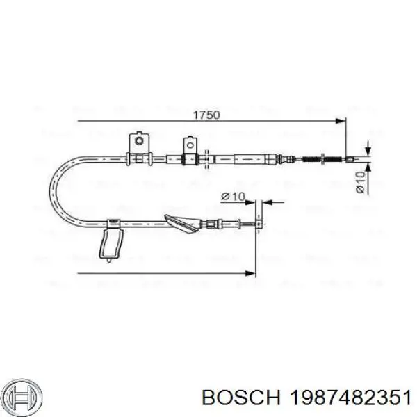 1987482351 Bosch Трос стоянкового гальма задній правий