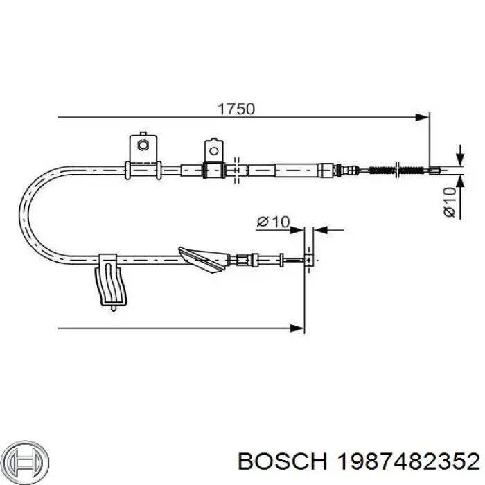 Трос ручного гальма задній, лівий 1987482352 Bosch