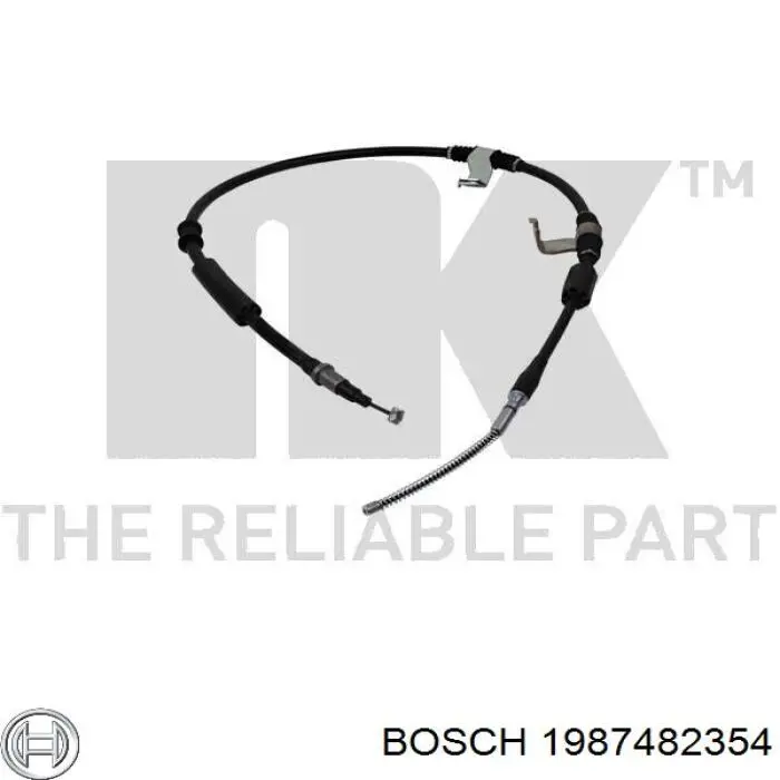 Купити 1987482354 Bosch Трос ручного гальма задній, правий