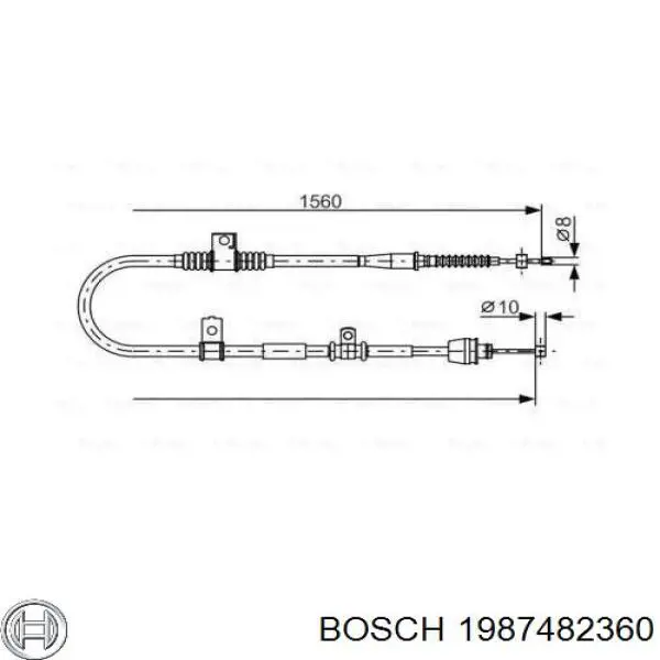 Трос ручного гальма задній, правий 1987482360 Bosch